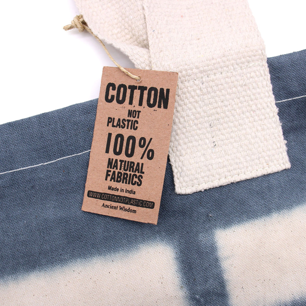 Natural Tye-Dye Cotton Bag - Blue Rings