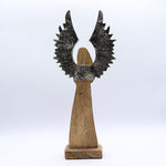 Large Mango Wood Guardian Angel - Metal Wings & Enamel