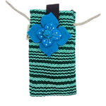 Phone Holder Bag - Green Stripes Flower Decor
