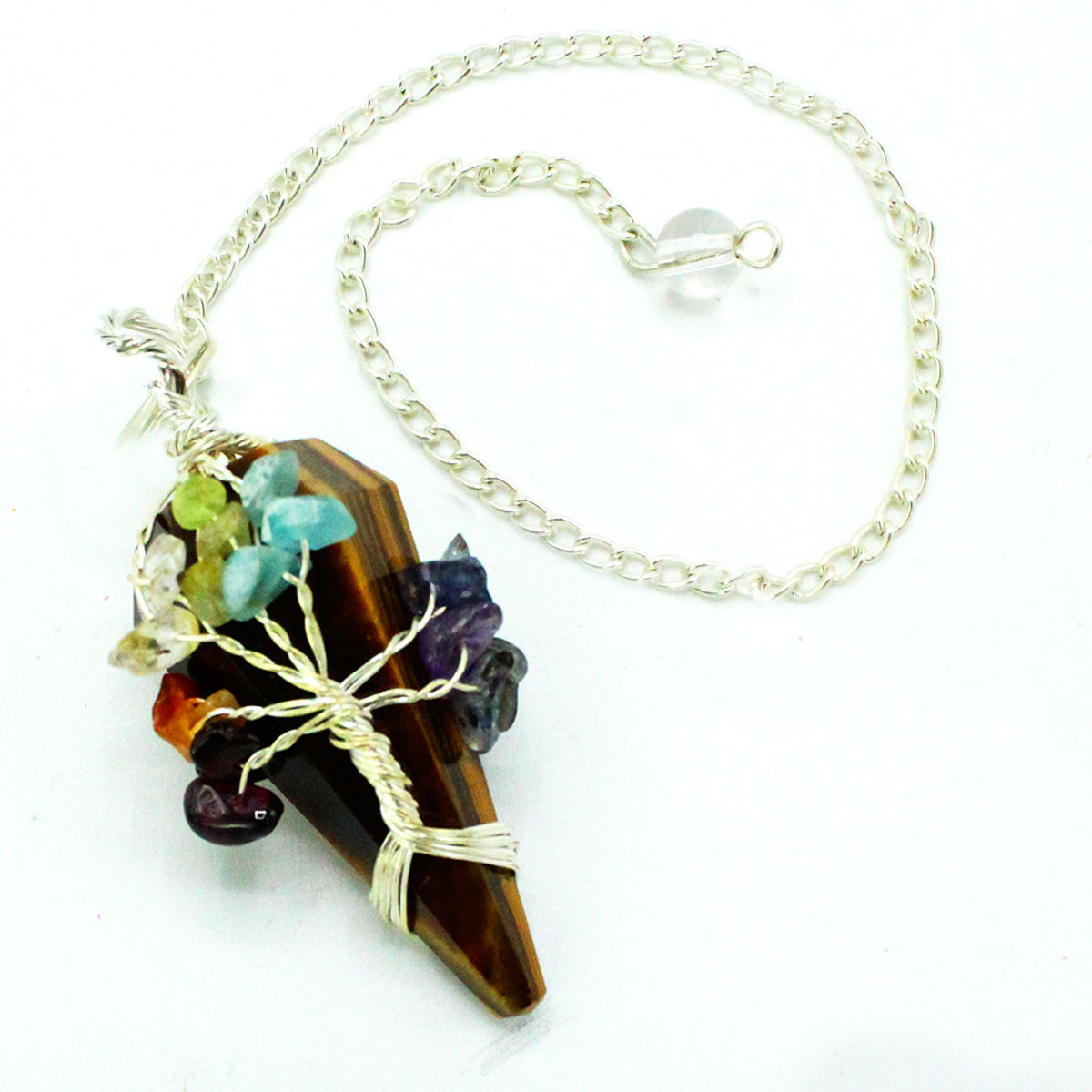 Seven Chakra Magic Pendulum – Tiger's Eye