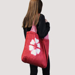 Natural Tye-Dye Cotton Bag - Blue Flower