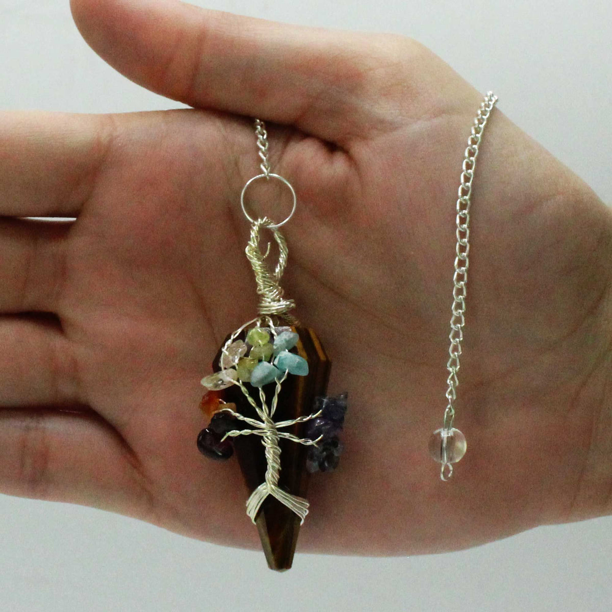 Seven Chakra Magic Pendulum – Tiger's Eye
