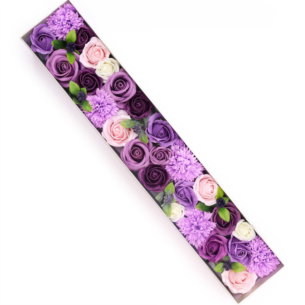 Soap Flowers Extra Long Gift Box - Lavender Rose & Carnation - Top view - ORIVON Collection