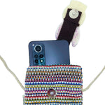 Phone Holder Bag - Pink Stripes Bunny Decor