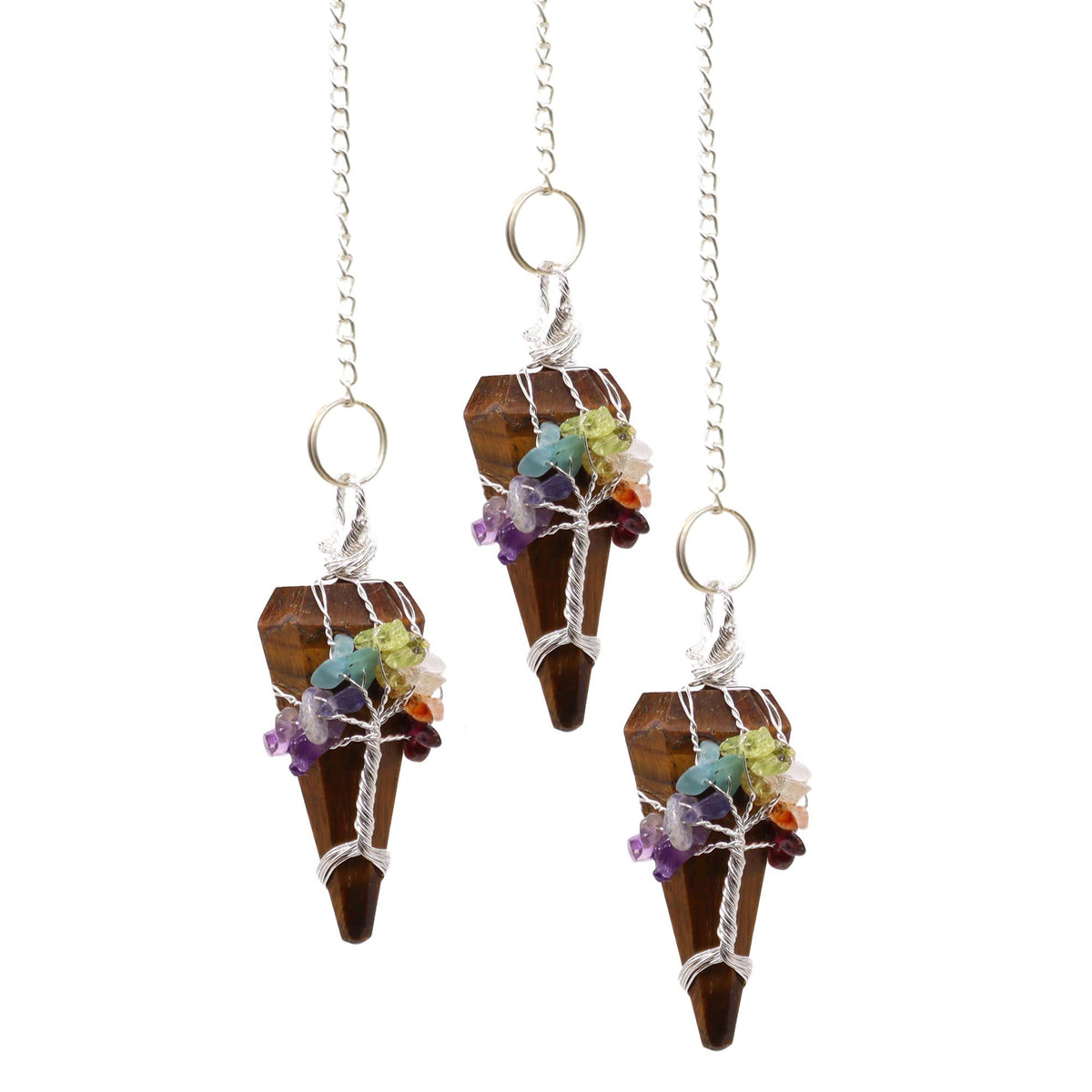 Seven Chakra Magic Pendulum – Tiger's Eye