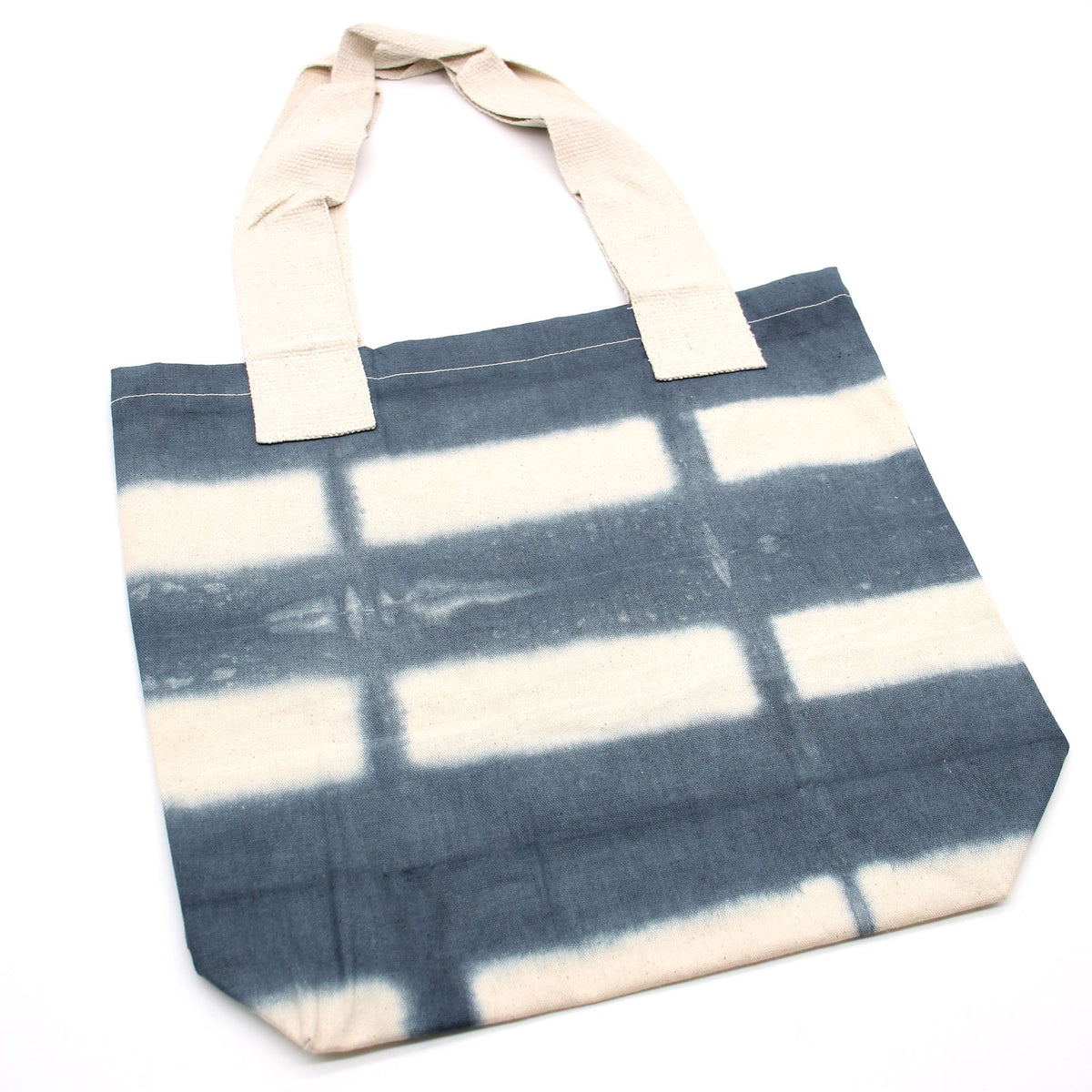 Natural Tye-Dye Cotton Bag - Grey Blocks