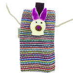 Phone Holder Bag - Pink Stripes Bunny Decor