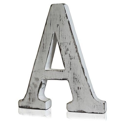 Shabby Chic Letter A - White Mango Wood