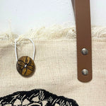 Natural Tote Bag Leather Handle - Flower of Life