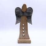 Large Mango Wood Star Angel - Metal Wings